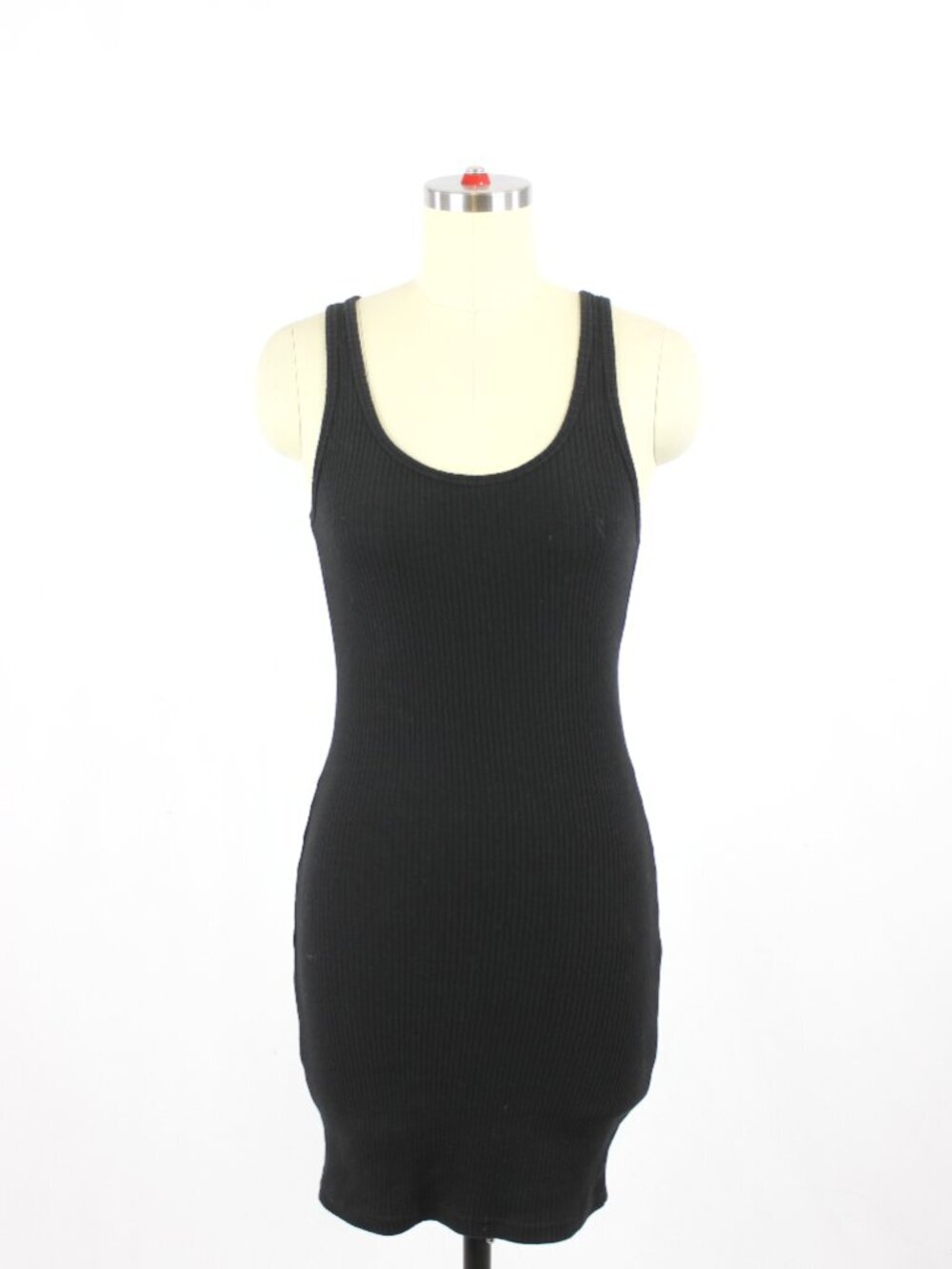 Aritzia TNA Black Cotton Blend Ribbed Jersey Mini Tank Dress, Size S